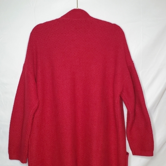 J. Jill Long Sleeve Knit Cardigan Size L Long Line Cozy Red Sweater with Pockets - Picture 6 of 13